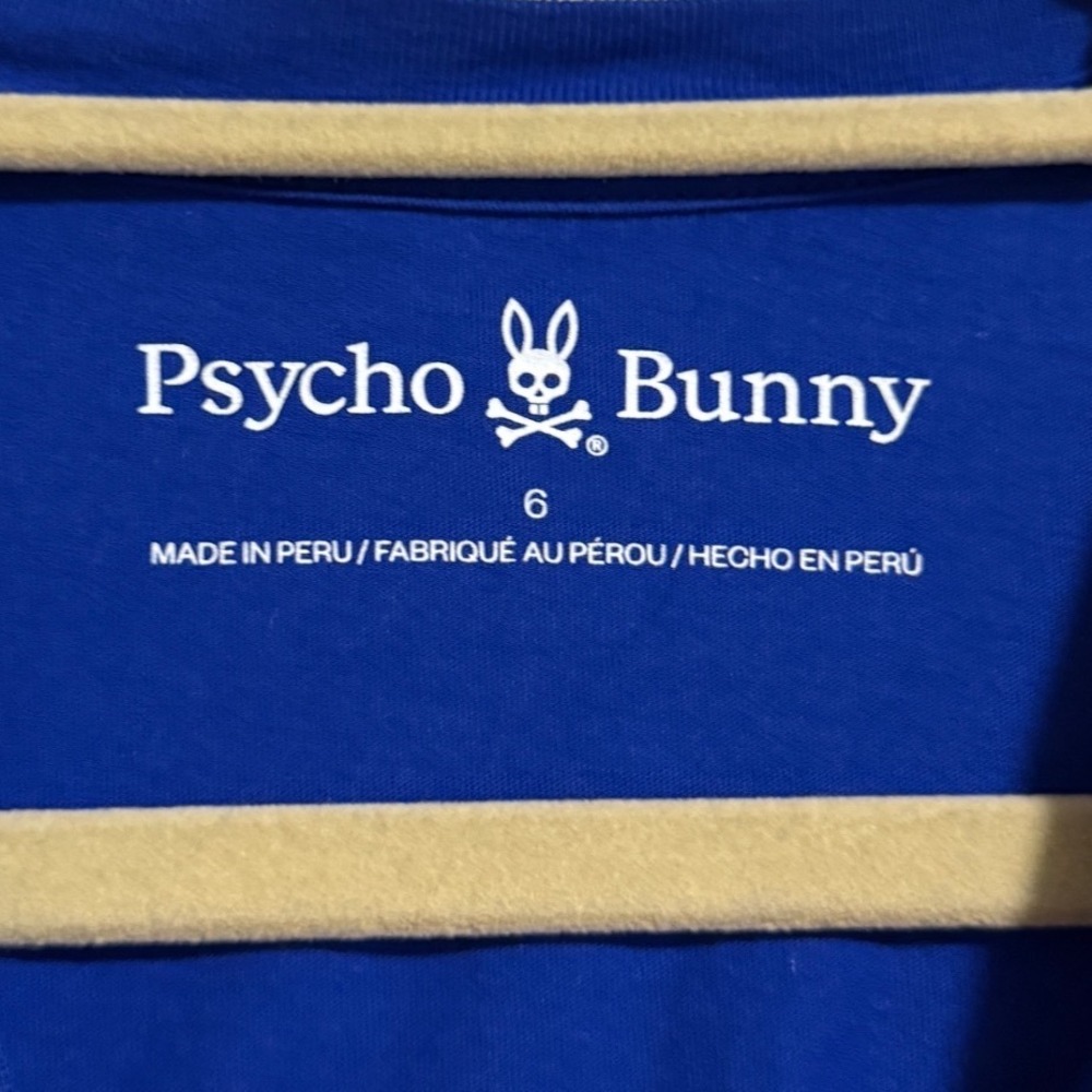 Psycho Bunny Mens Royal Blue Pima Cotton Logo Short Sleeve Tee Shirt Size 6 L - Picture 2 of 6